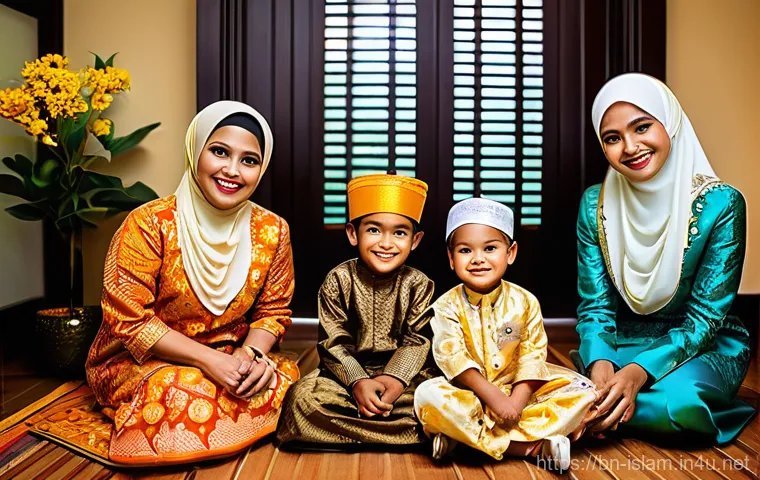 이슬람 인종 다양성 - **Prompt 1: Indonesian Muslim Family Celebrating Eid**
    "A joyous Indonesian Muslim family celebr...