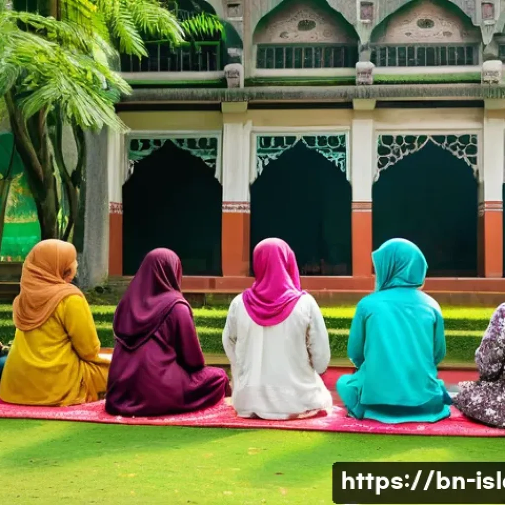 이슬람과 국제 테러리즘 - A detailed, respectful scene depicting a diverse group of Bangladeshi Muslim community members gathe...